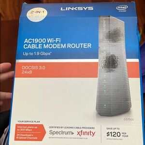 Linksys AC1900 Cable Modem Router in Blue and Gray